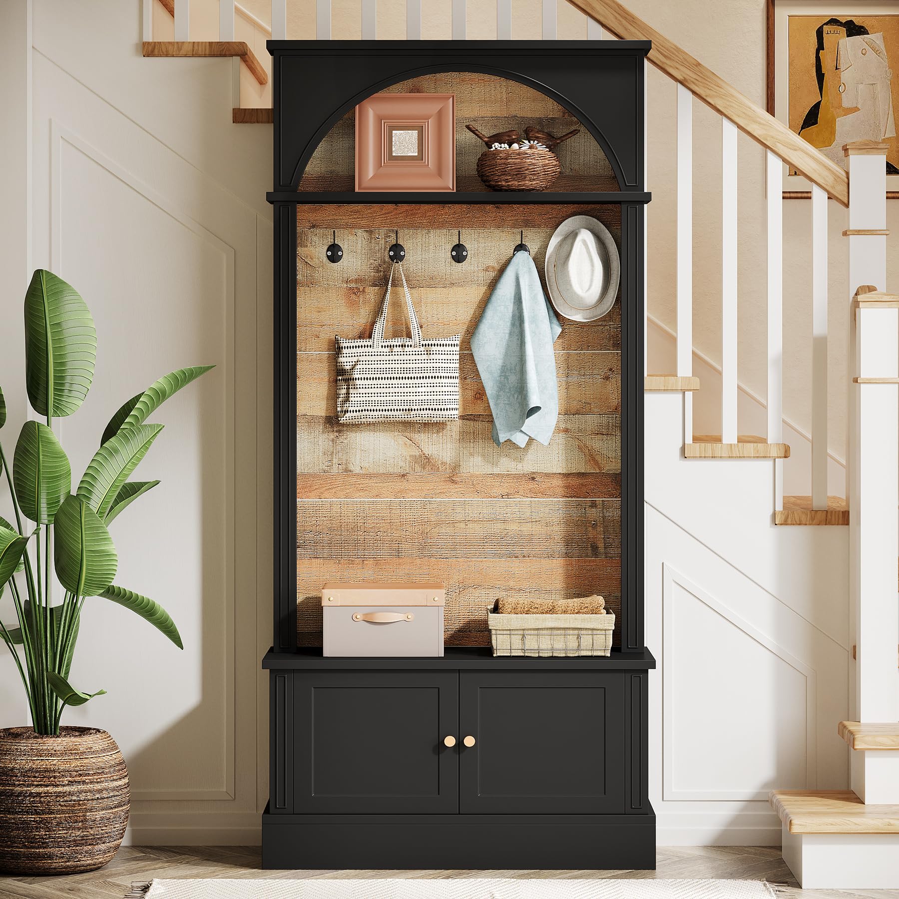 4-in-1 Hall Tree with Storage Bench, Coat Rack & Shoe Storage
