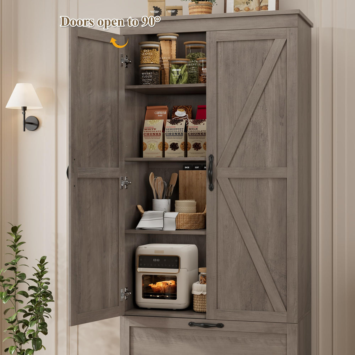 Farmhouse Pantry Cabinet with Drawers