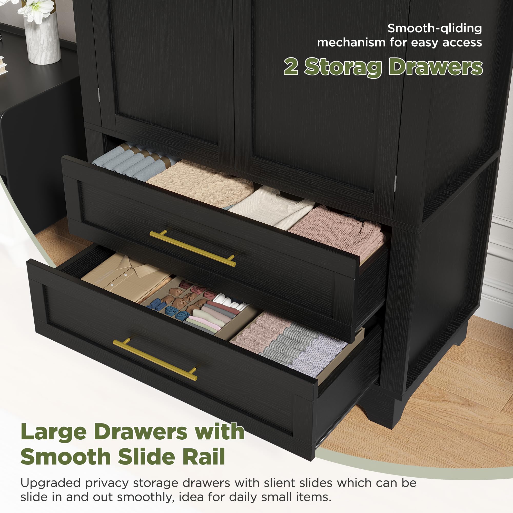 Arched Double Door Wardrobe with Drawers