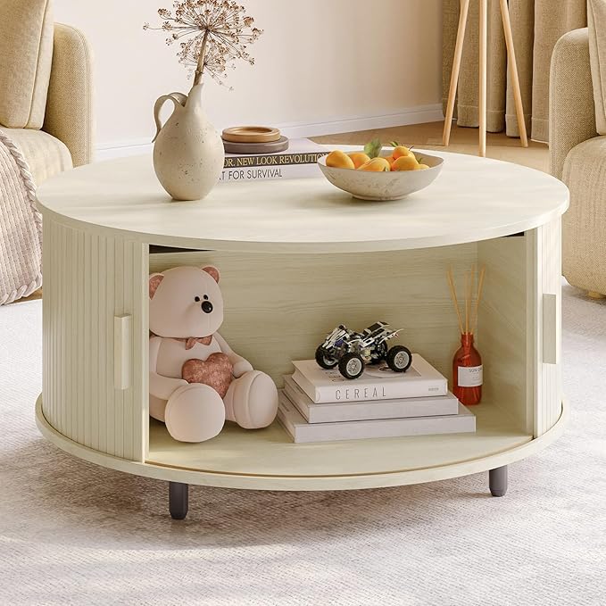 Round Coffee Table with Storage