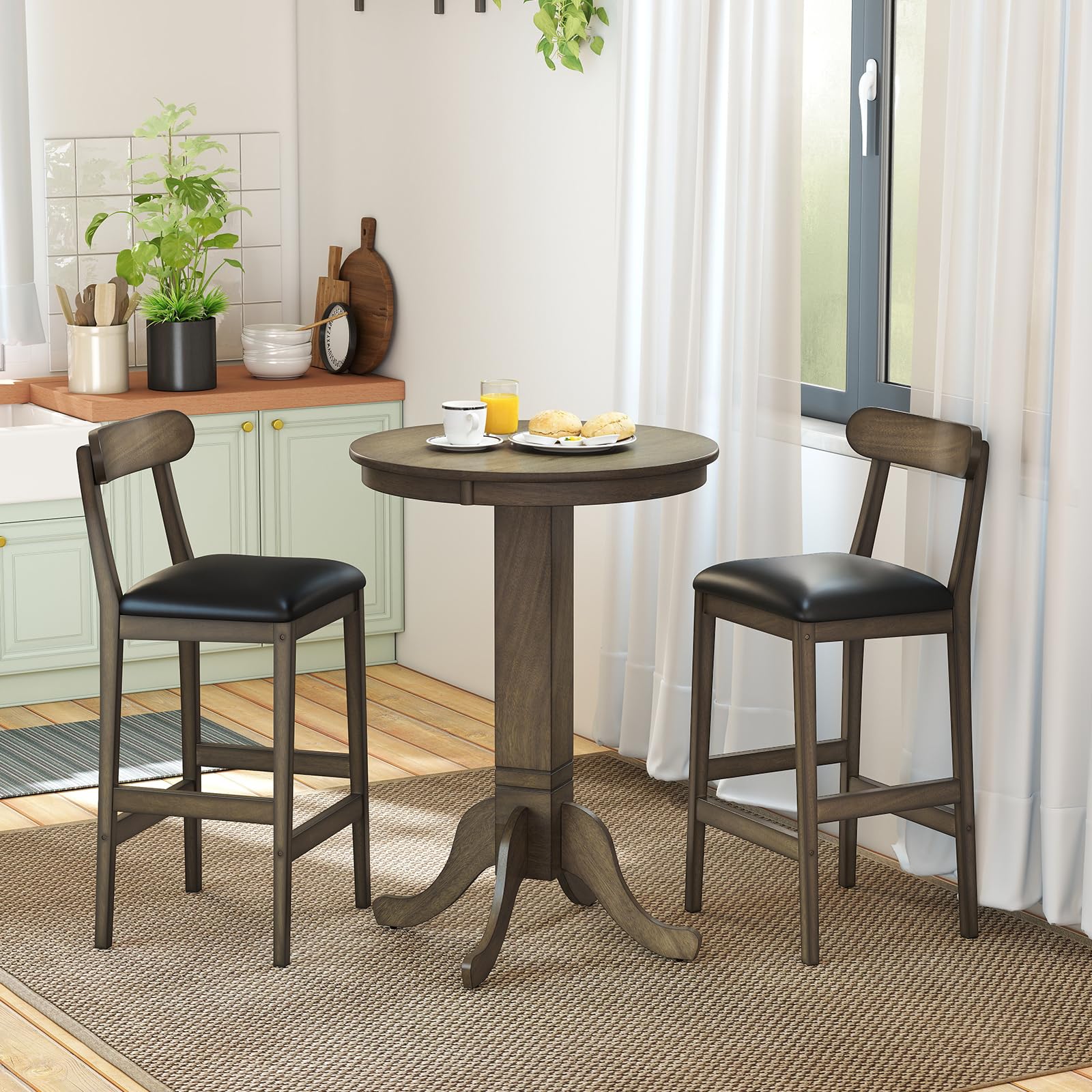 3-Piece Round Pub Table & Bar Stool Set