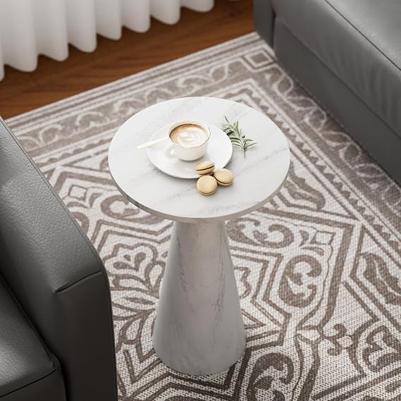 Round Wood Pedestal End Table