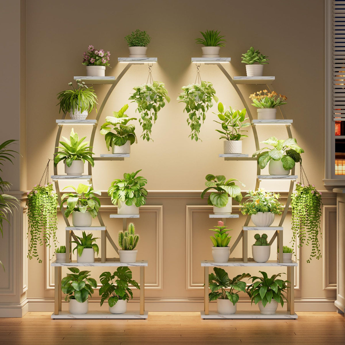 2 Pack Plant Stand Indoor with Grow Lights, 9 Tier Large Tall Plant Shelf