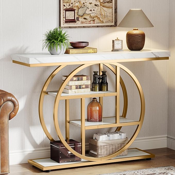 5-Tier Industrial Console Table with Metal Frame