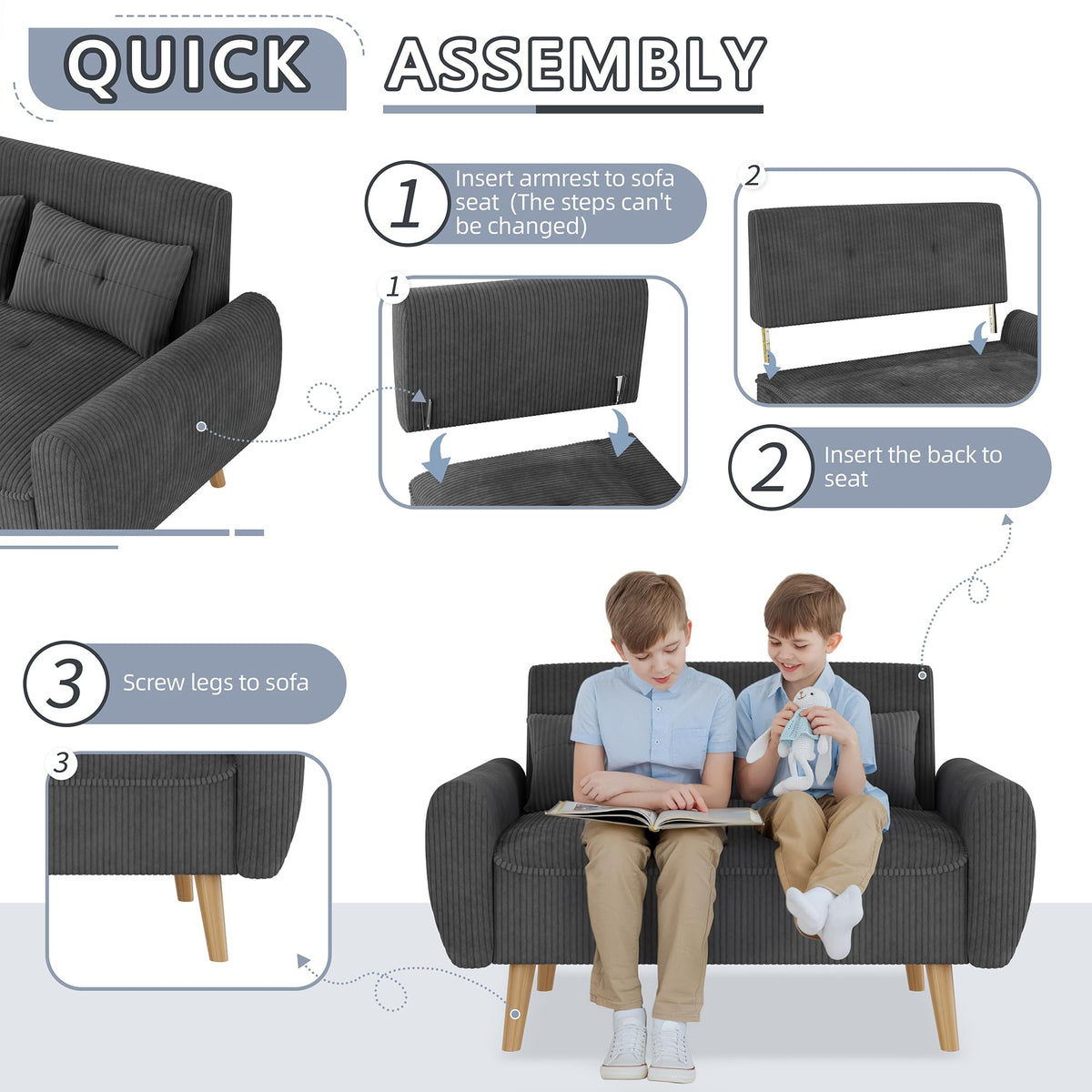 Compact Fabric Loveseat