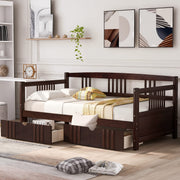 Harper & Bright Designs Twin Size Corner Day Bed Frame with Drawers, Solid Wood Daybed with Storage and Headboard, No Box Spring Needed
