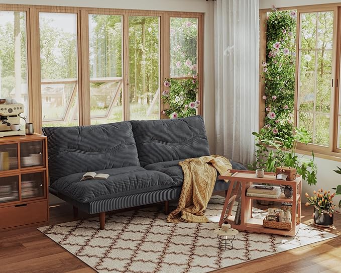 Convertible Futon Sofa Bed with Adjustable Backrest