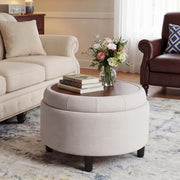Round Storage Ottoman with Reversible Tray Lid