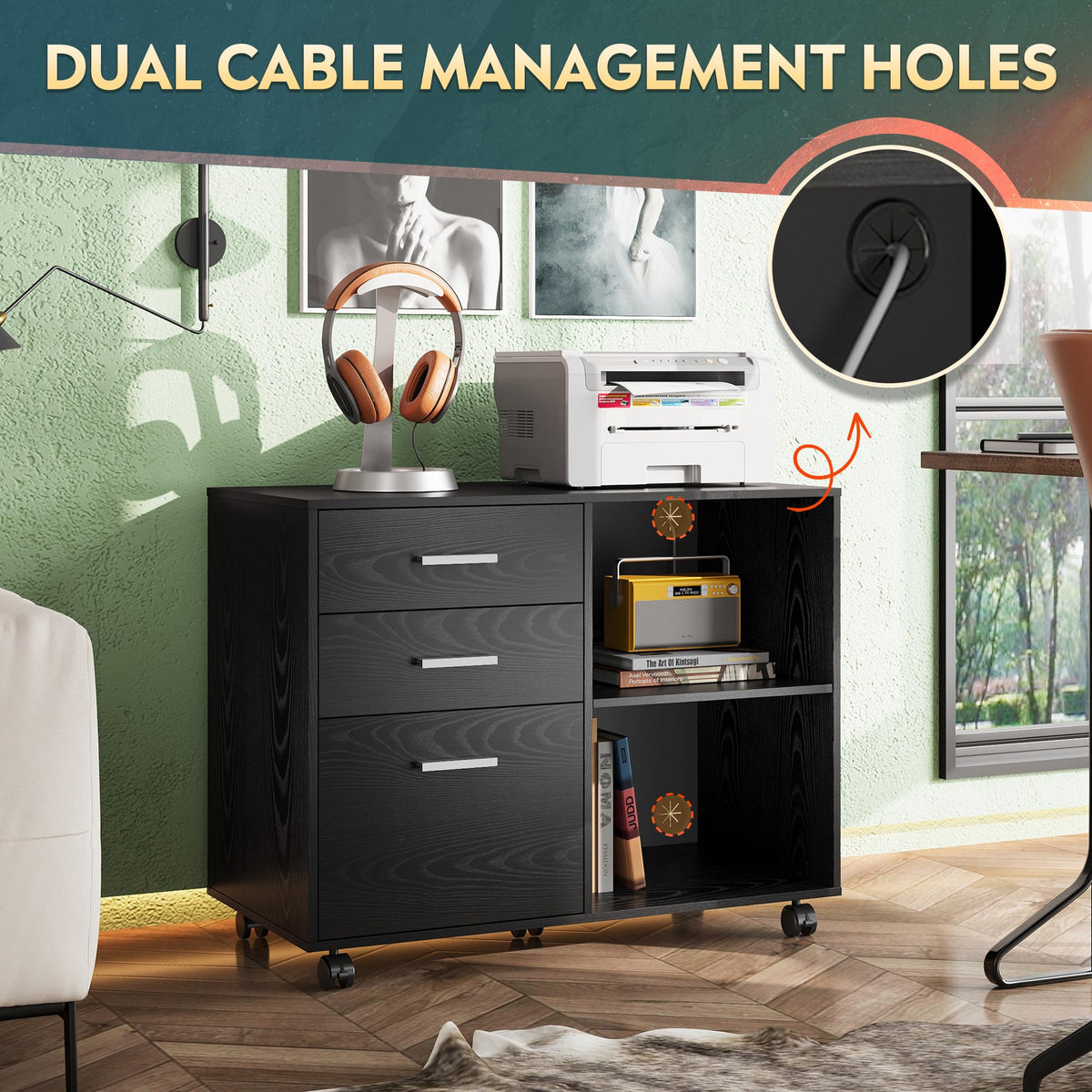 3-Drawer Mobile File Cabinet