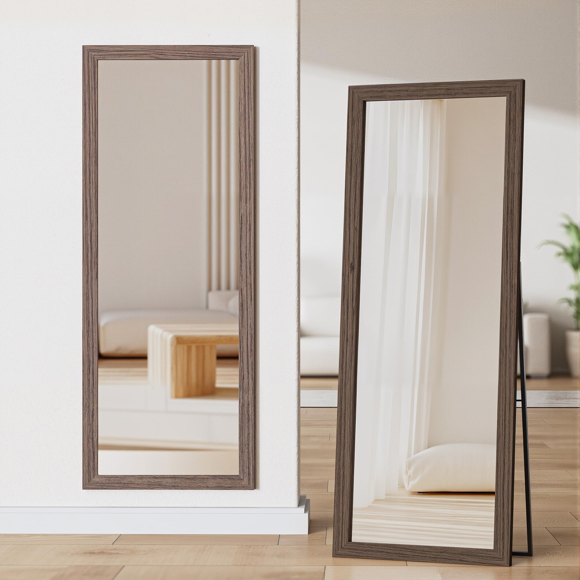 Full Length Floor Mirror with Wood Frame