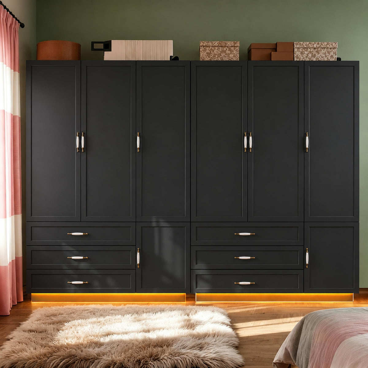 3-Door Wardrobe with LED Lighting