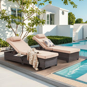 Outdoor Chaise Lounge Chairs Set of 2 with Adjustable Backrest