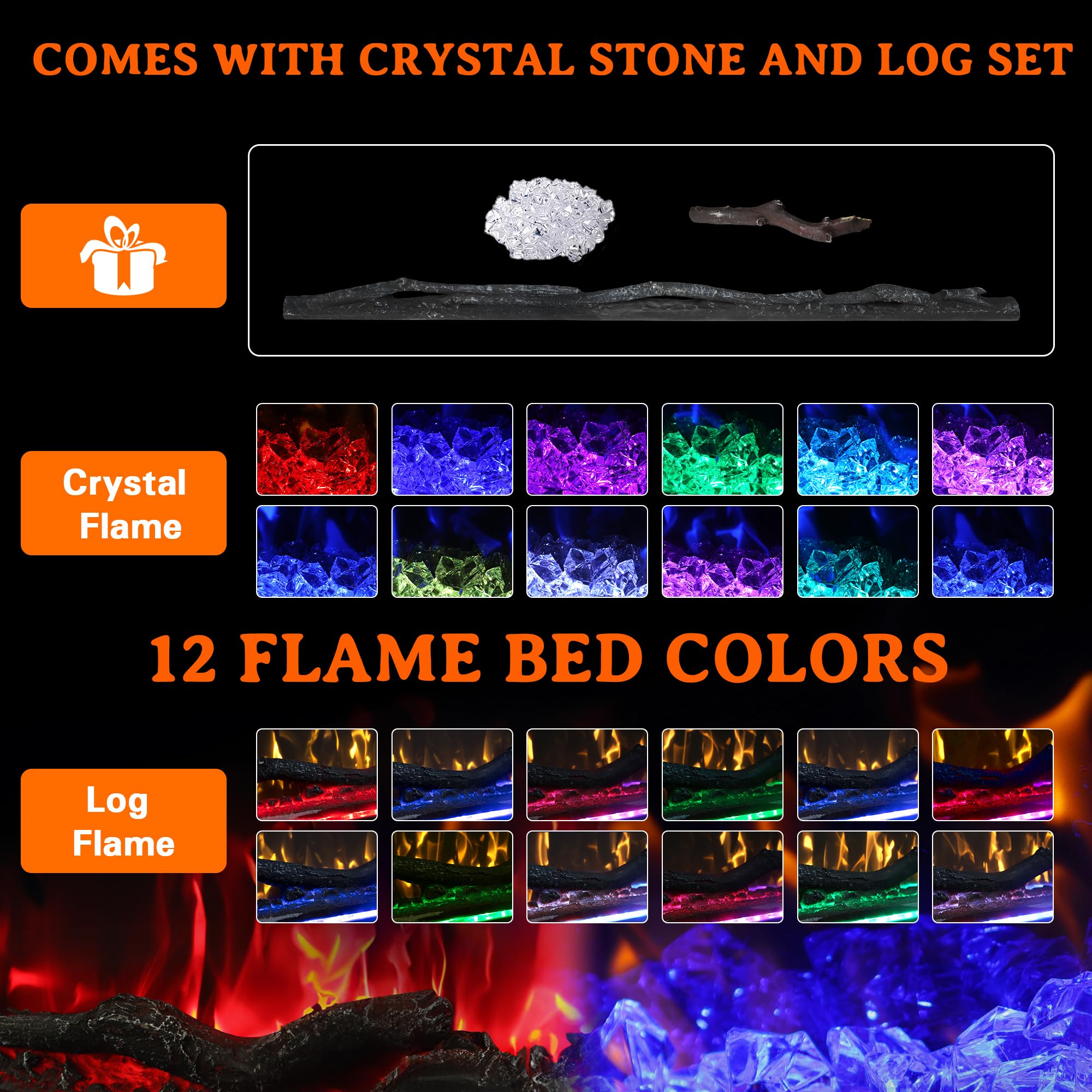 60-Inch Wall-Mounted Electric Fireplace Insert