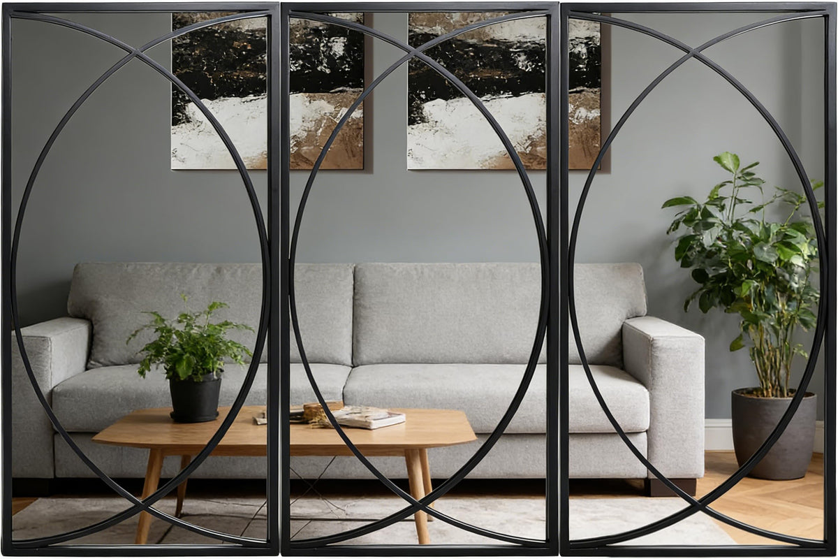 Black Rectangular Wall Mirror Set