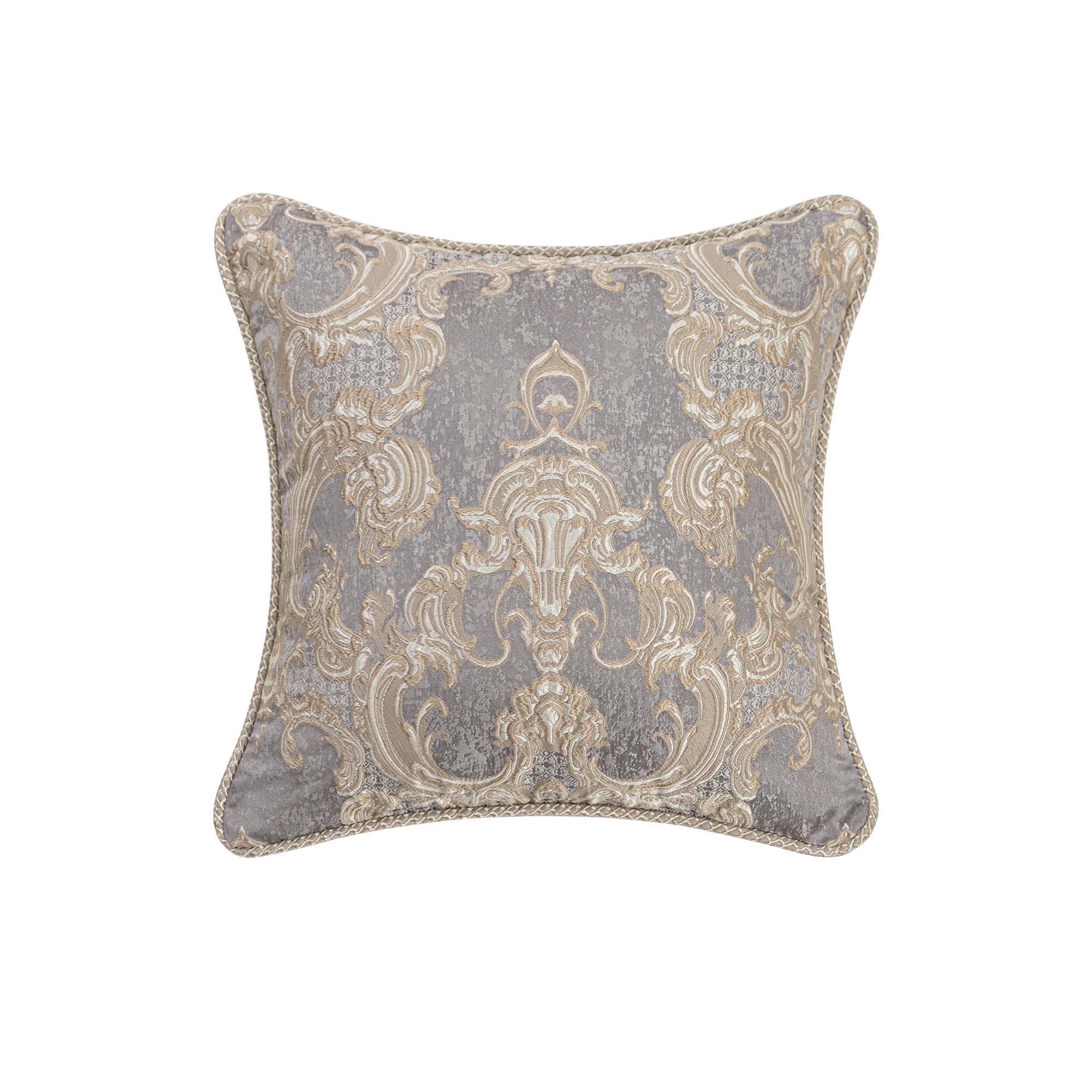 9-Piece Jacquard Comforter Set – Damask, Gray & Beige Brown