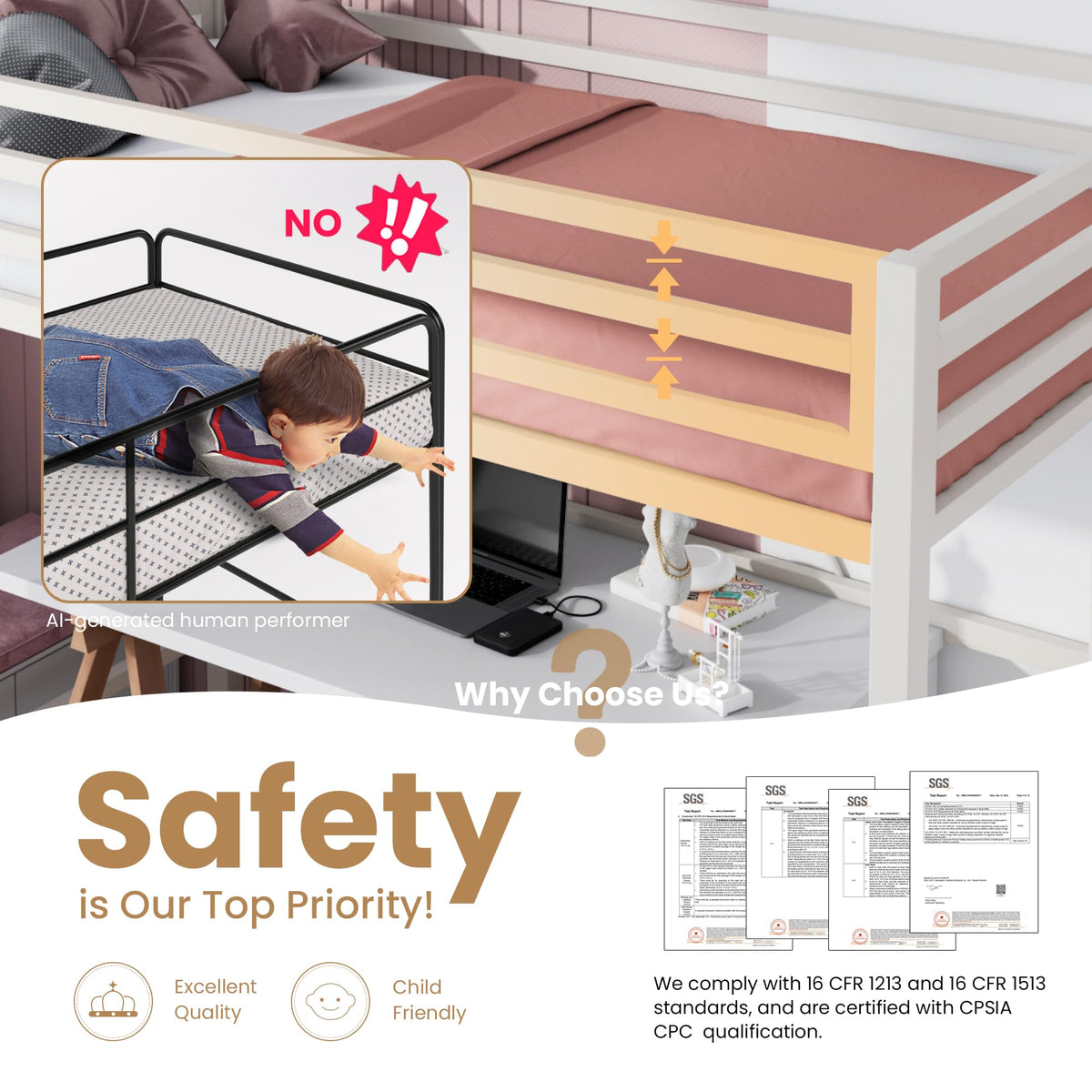White Twin Loft Bed