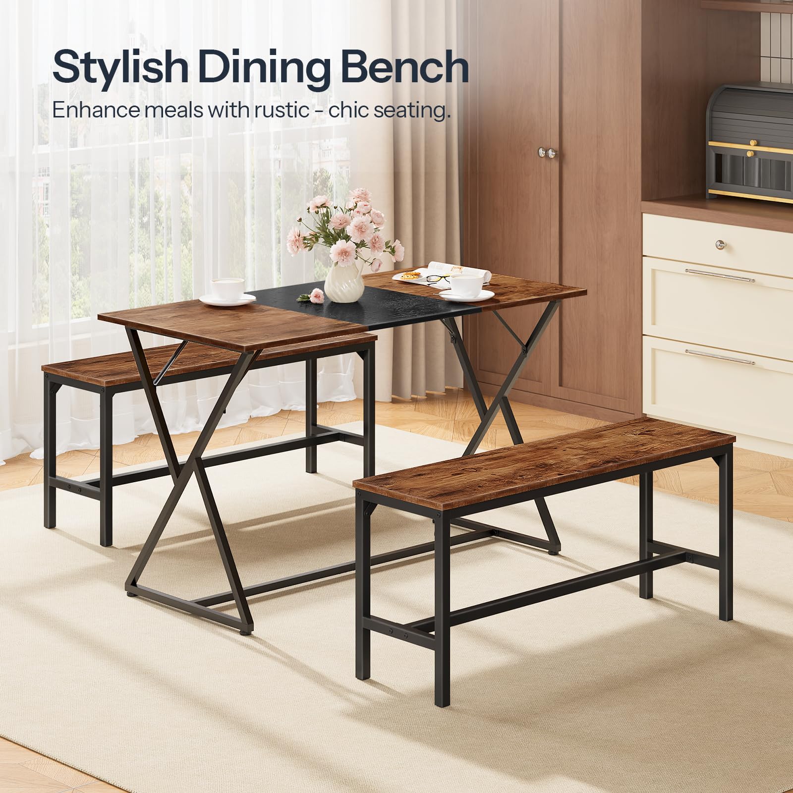 Industrial Dining Benches Set of 2