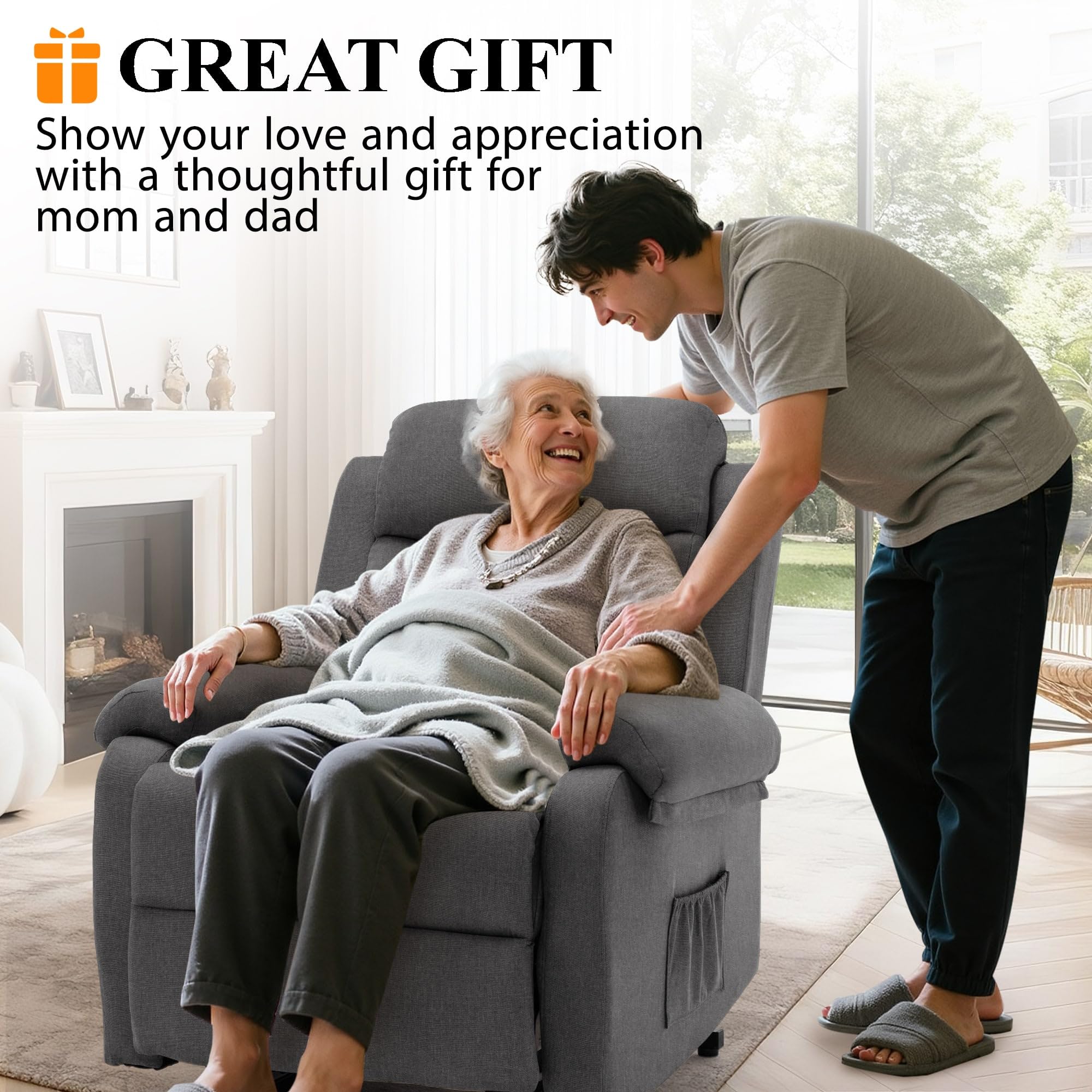 Power Lift Recliner Chair with Side Pockets