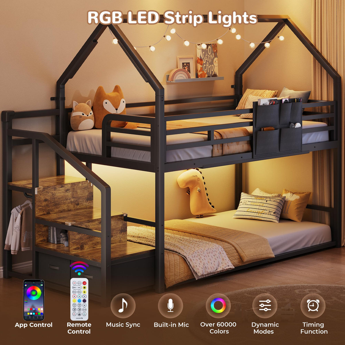 Twin Metal Bunk Bed with Storage