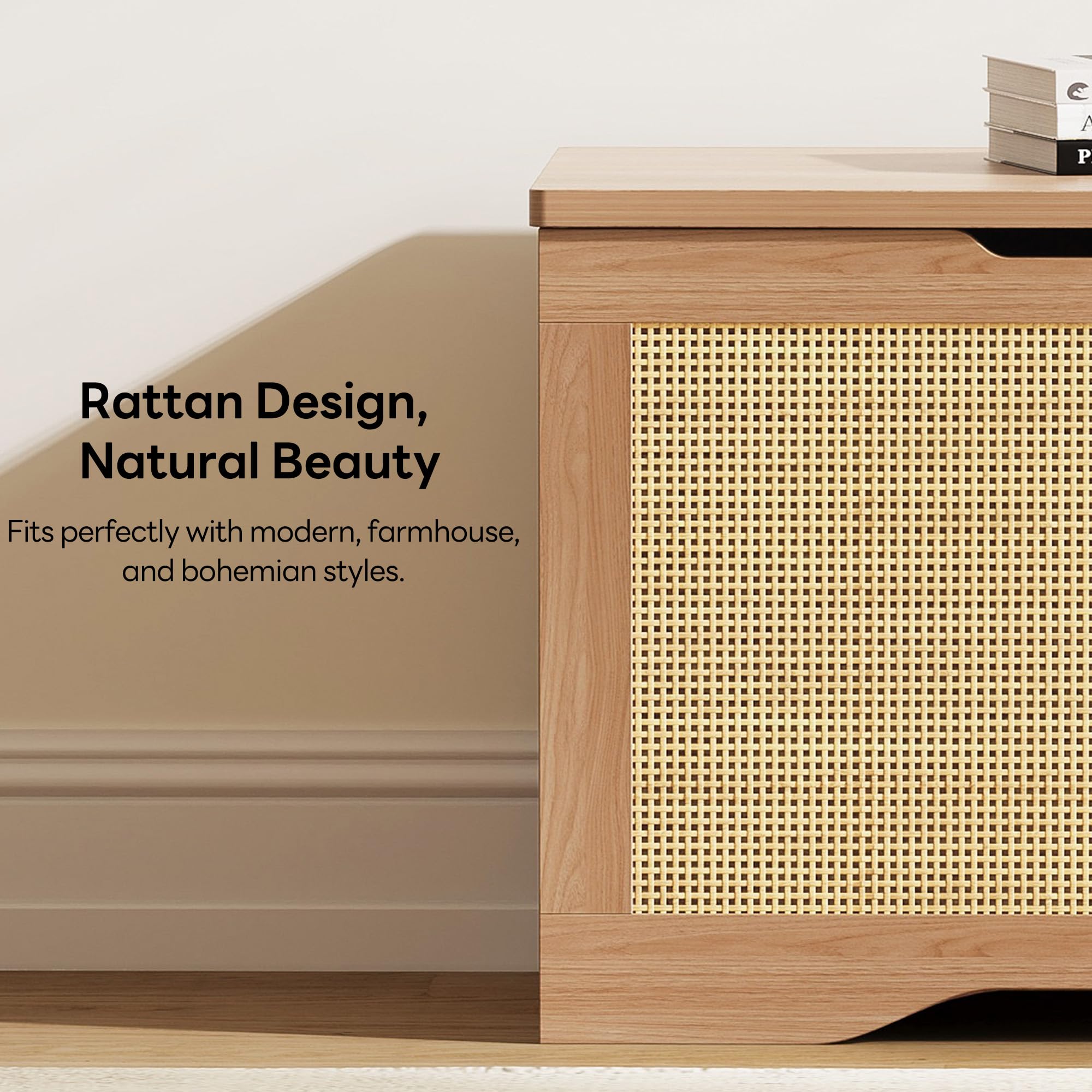 Rattan Storage Ottoman Bench with Lid