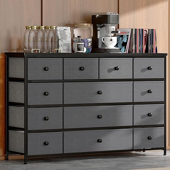 13-Drawer Dresser TV Stand with Wood Top