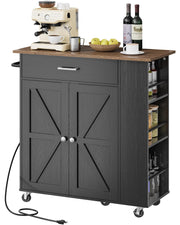 Kitchen Island Cart with Storage & Charging Station