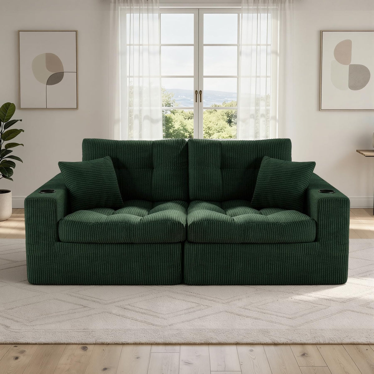 Green Corduroy Loveseat
