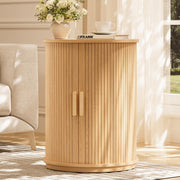 Round Side Table with Sliding Tambour Door