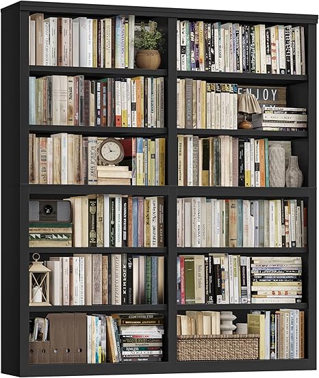 Large 12-Shelf Bookcase, 6-Tier Freestanding Bookshelf