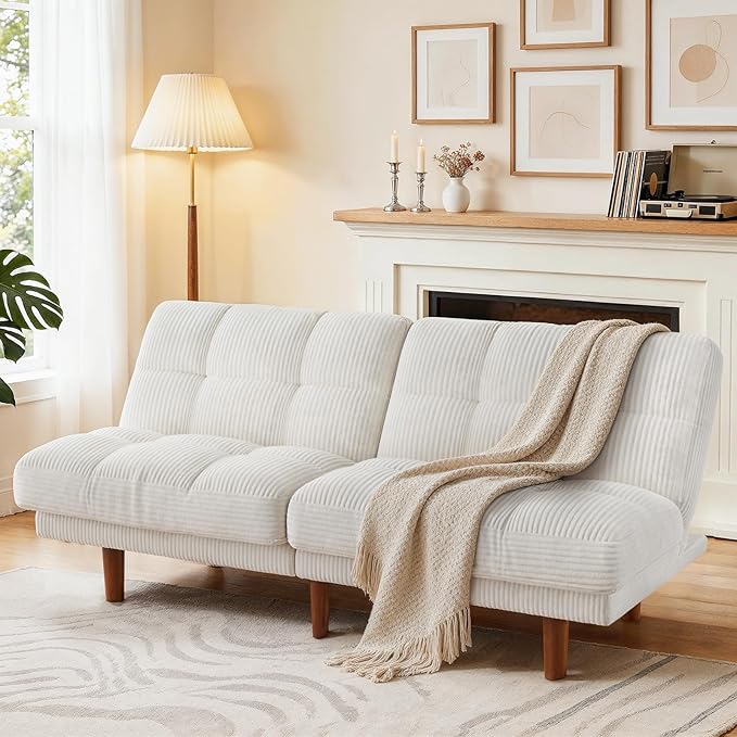Convertible Futon Sofa Bed with Adjustable Backrest