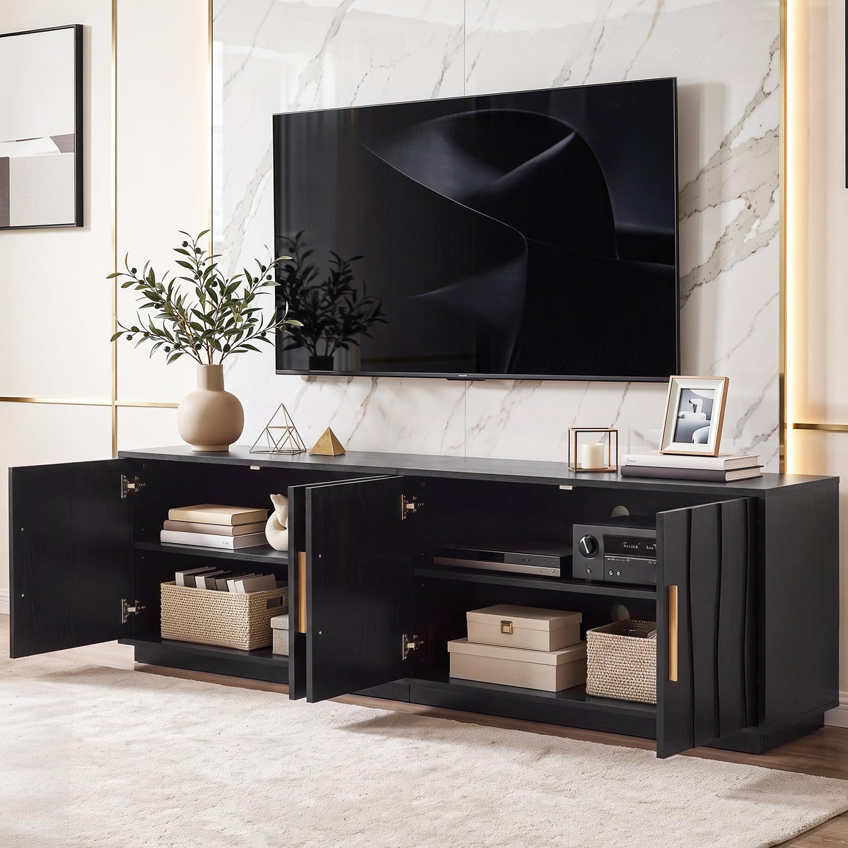 Black Fluted TV Stand