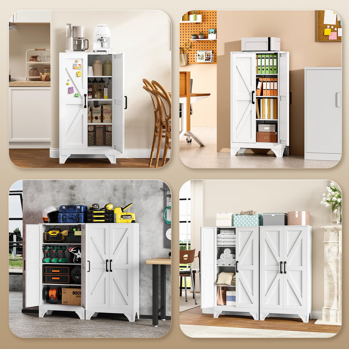 Yizosh Metal Storage Cabinet with 2 Doors and 3 Adjustable Shelves