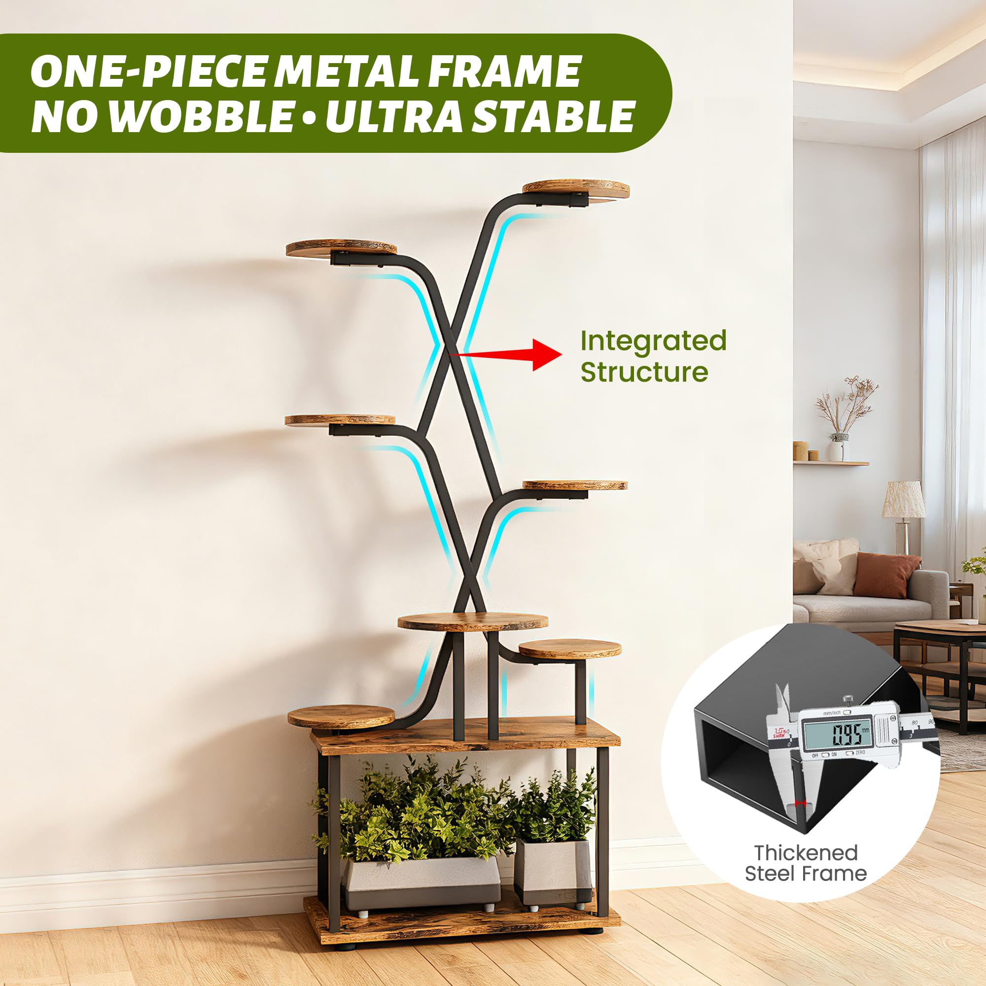 9-Tier Tall Plant Stand with Grow Light
