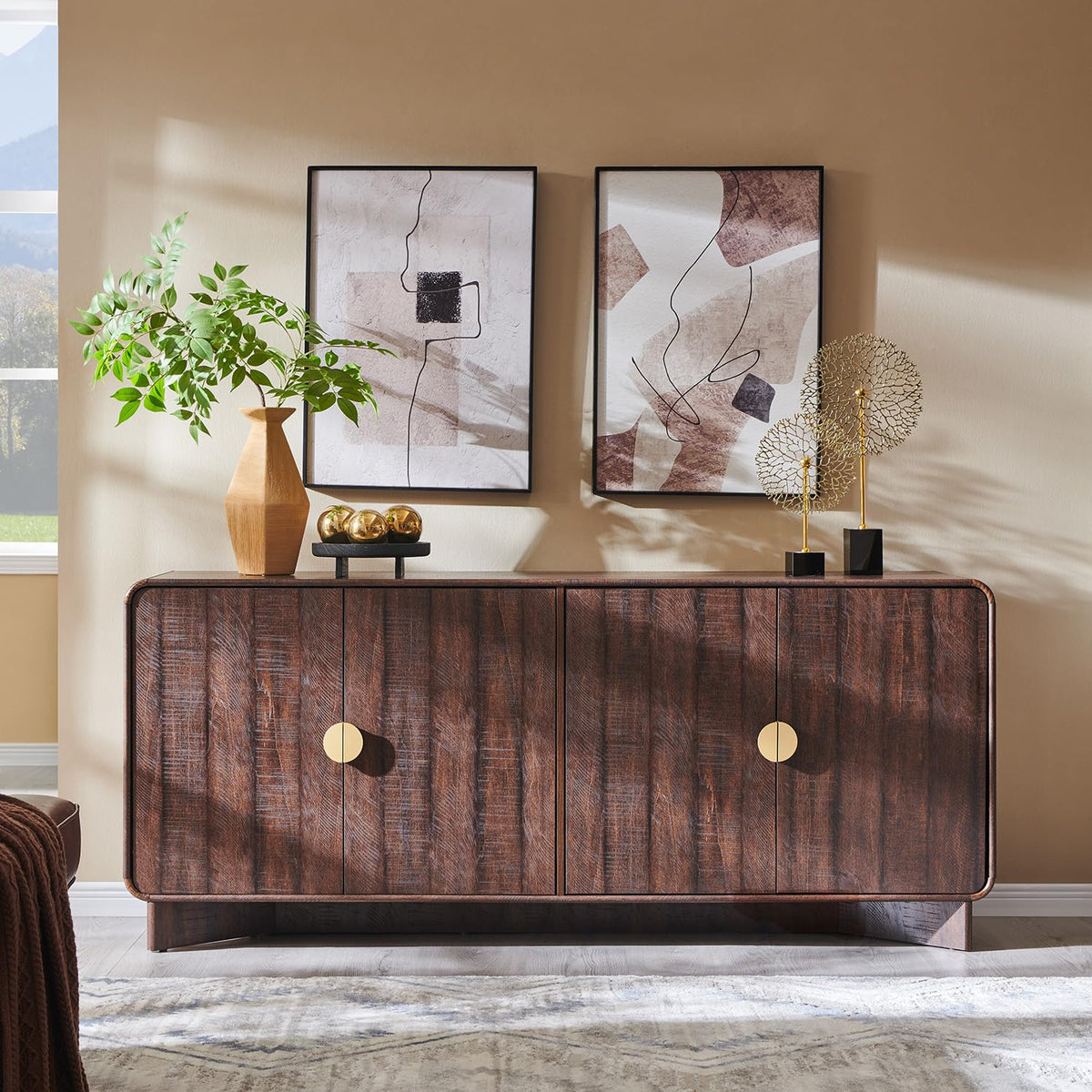 Curved Buffet Sideboard Cabinet
