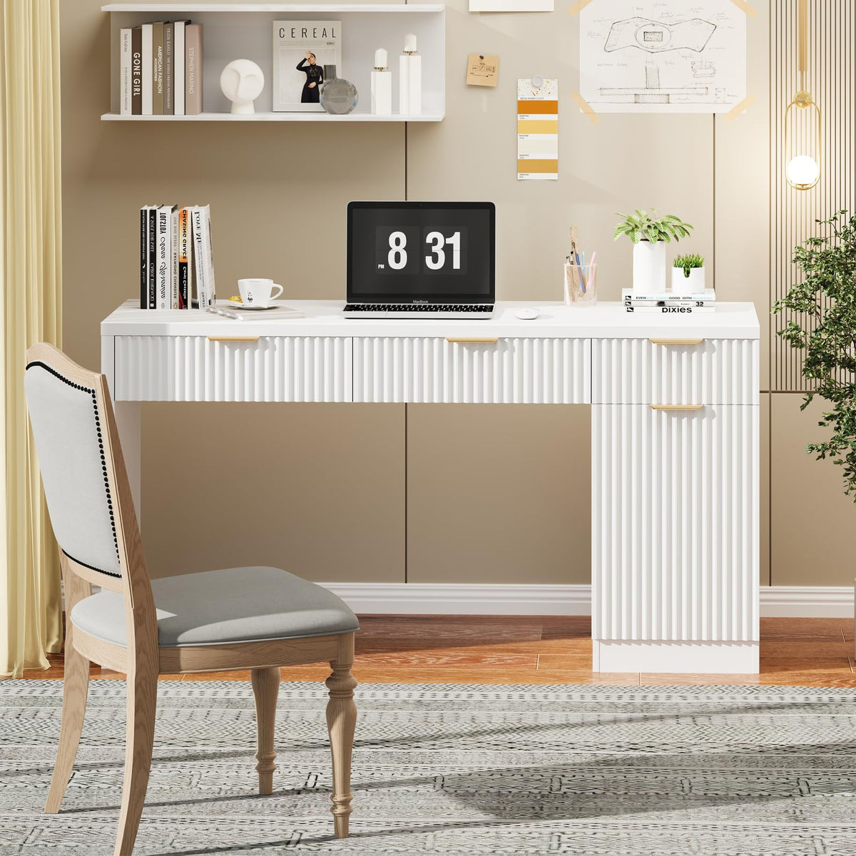 Fluted Executive Desk with Storage