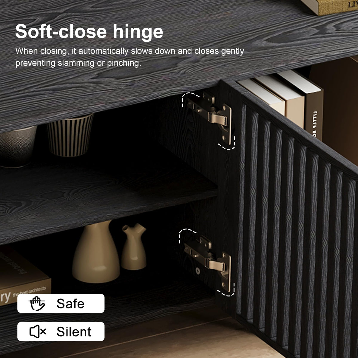 Black Slatted TV Stand
