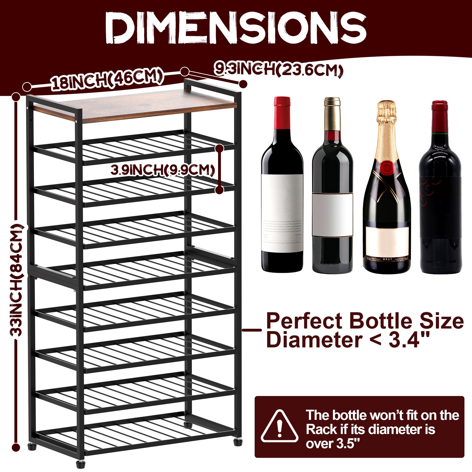 9-Tier Freestanding Wine Rack – 40 Bottle Floor Stand