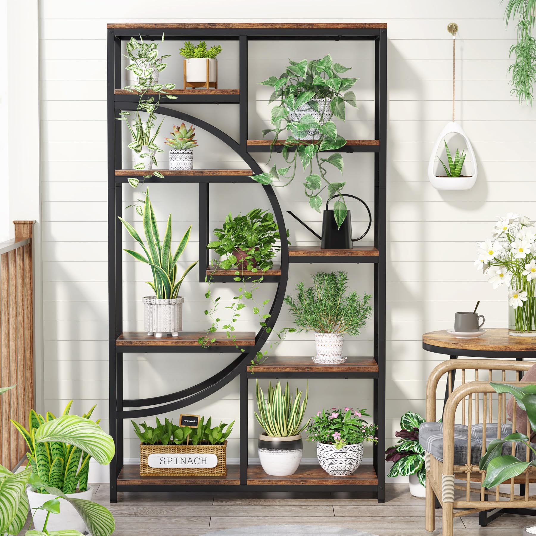 9-Shelf Etagere Bookcase with Metal Frame