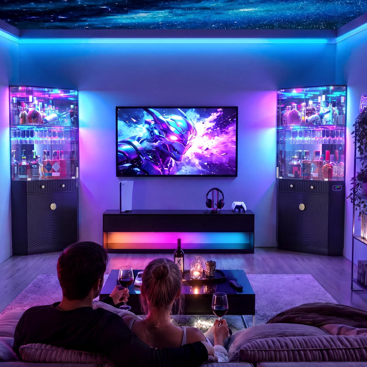RGB Corner Bar Cabinet with Motion Sensor