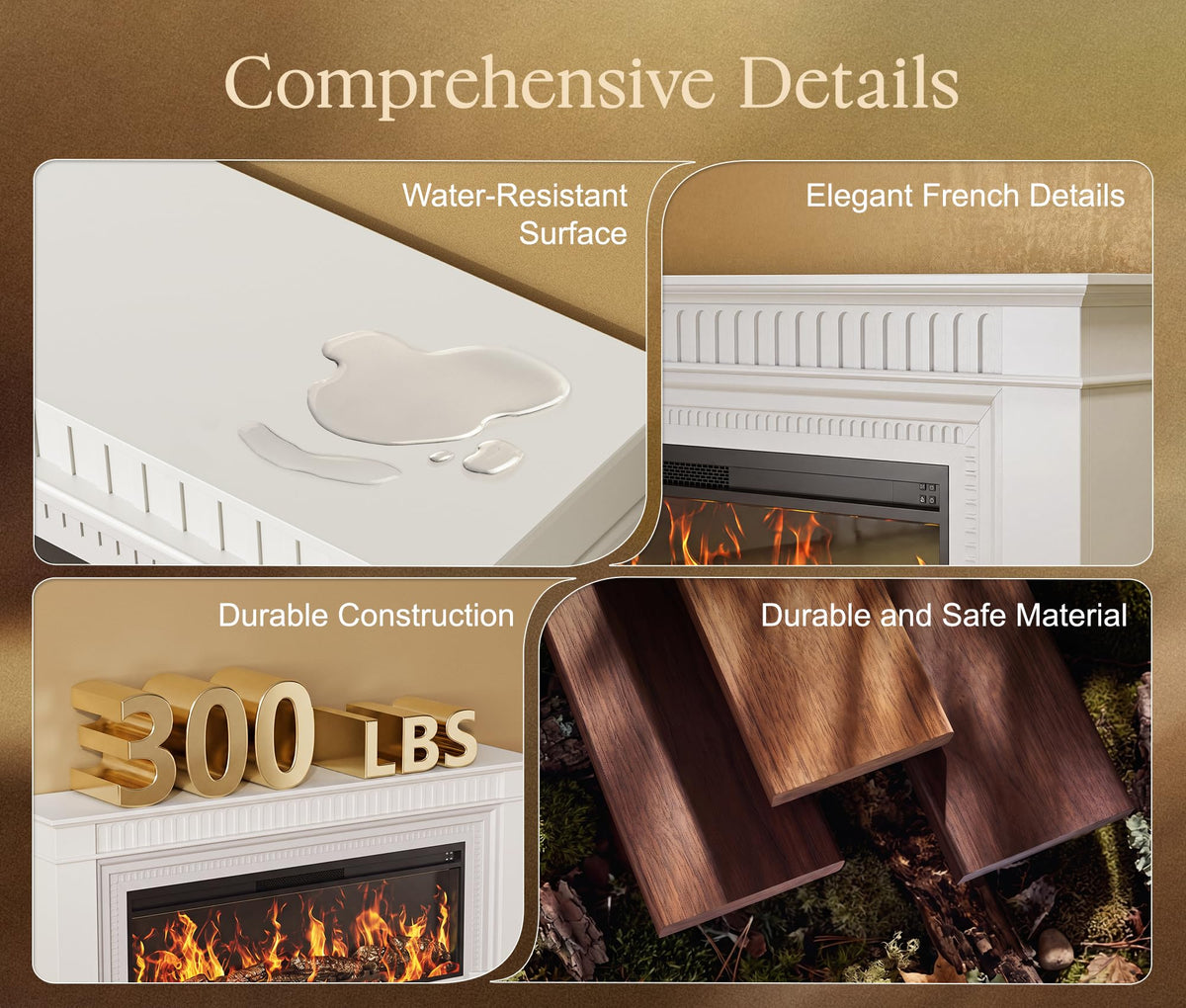 White Mantel Fireplace TV Stand
