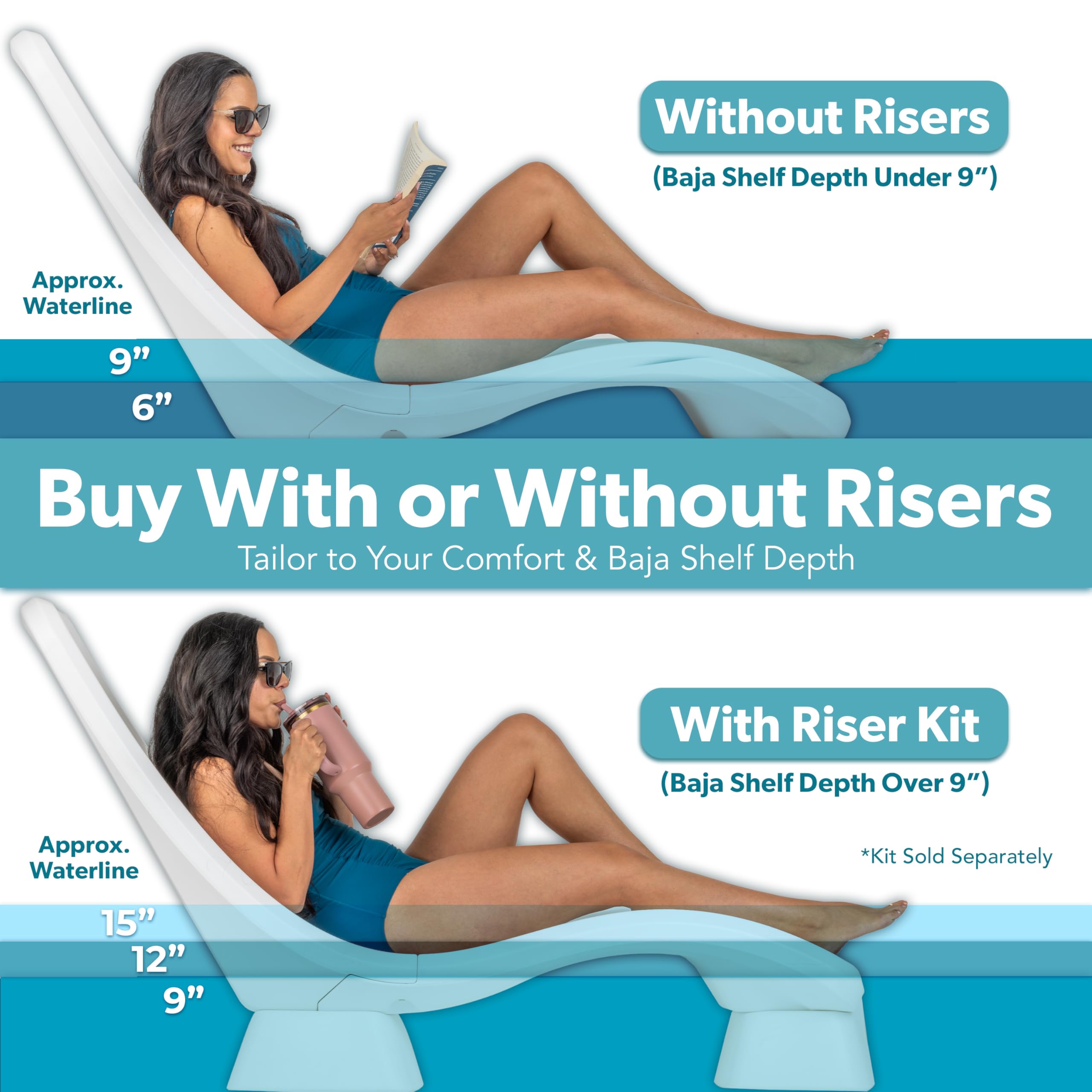 Pool Baja Shelf Lounge Chair – Weighted, Waterproof, White