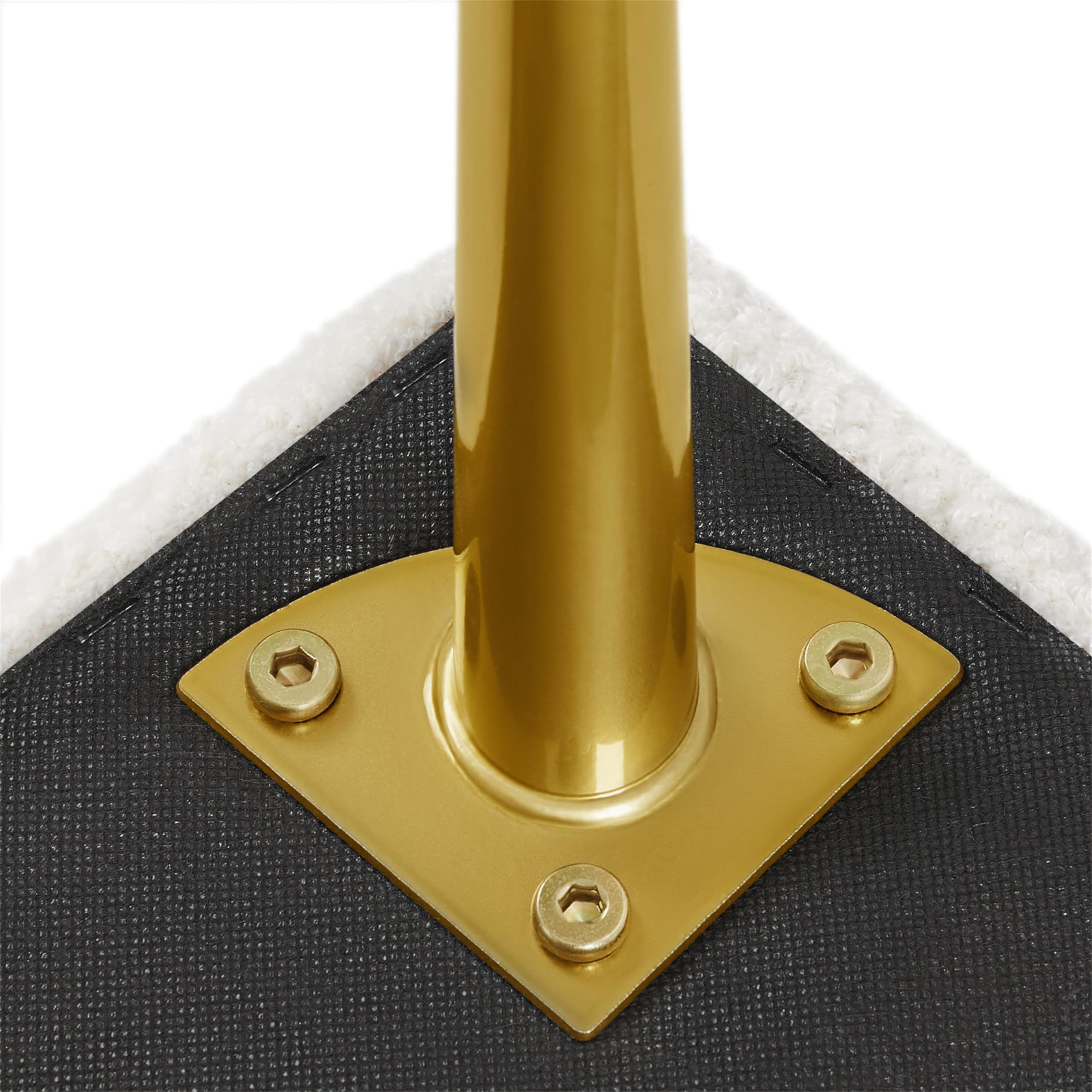 Yaheetech Modern Ottoman Bench Boucle Bench Upholstered Footrest for Living Room with Gold Metal Legs and Padded Seat Ivory