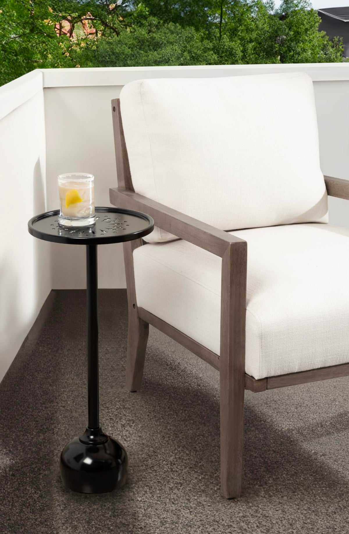Kate and Laurel Miki Modern Pedestal Drink Table; 10 x 10 x 23; Black; Decorative Accent Patio Table for Use as Plant Stand Indoors or Outdoors or as a Living Room Martini Table