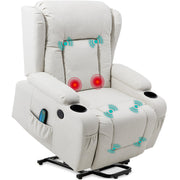 Power Lift Recliner Massage Chair with Heat & Cupholders