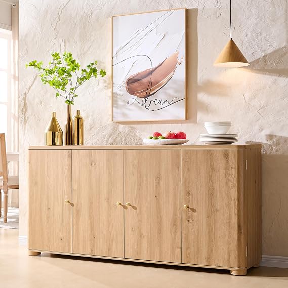 White Curved Buffet Cabinet