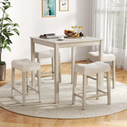 5-Piece Bar Table Set with 4 Upholstered Stools