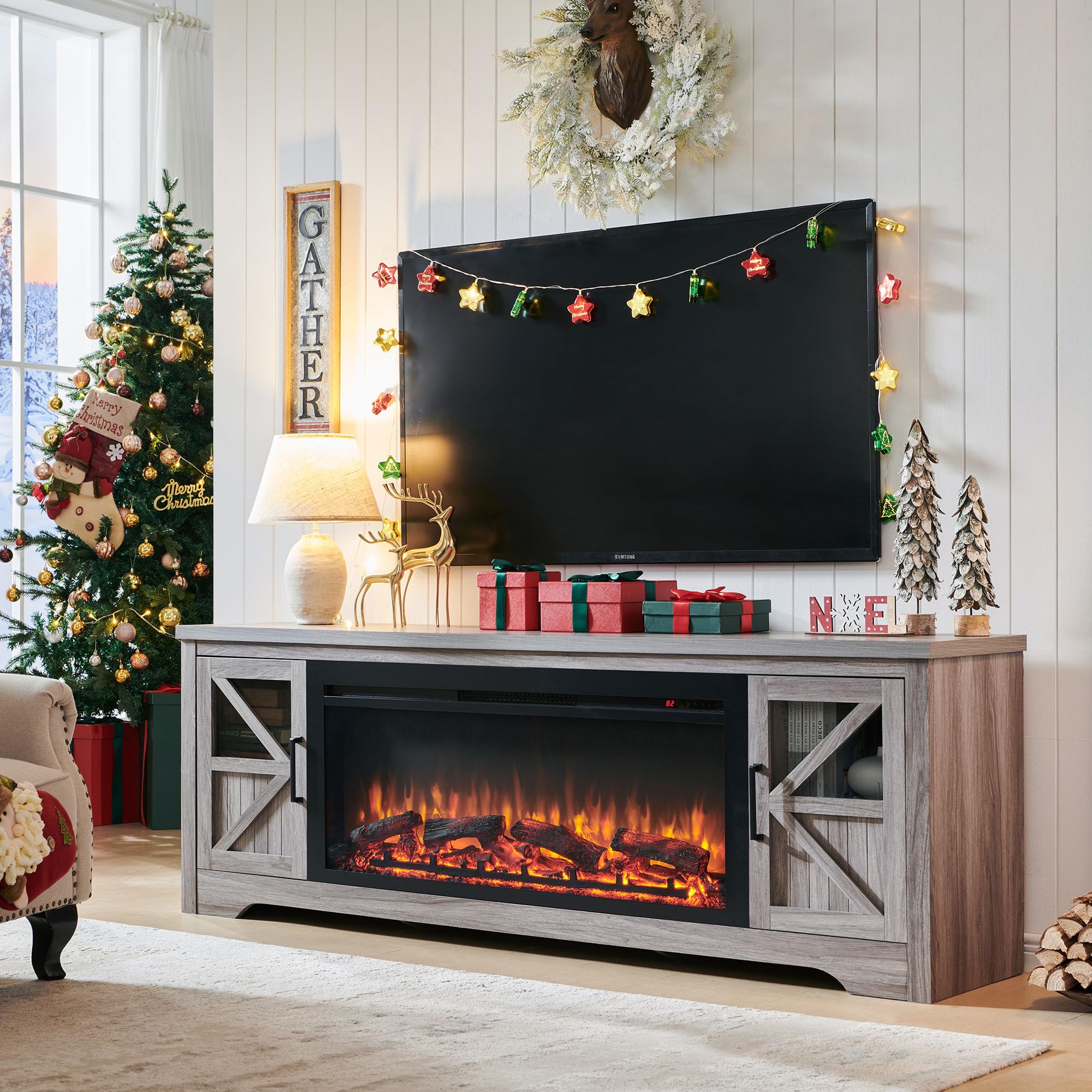 44" Farmhouse Fireplace TV Stand