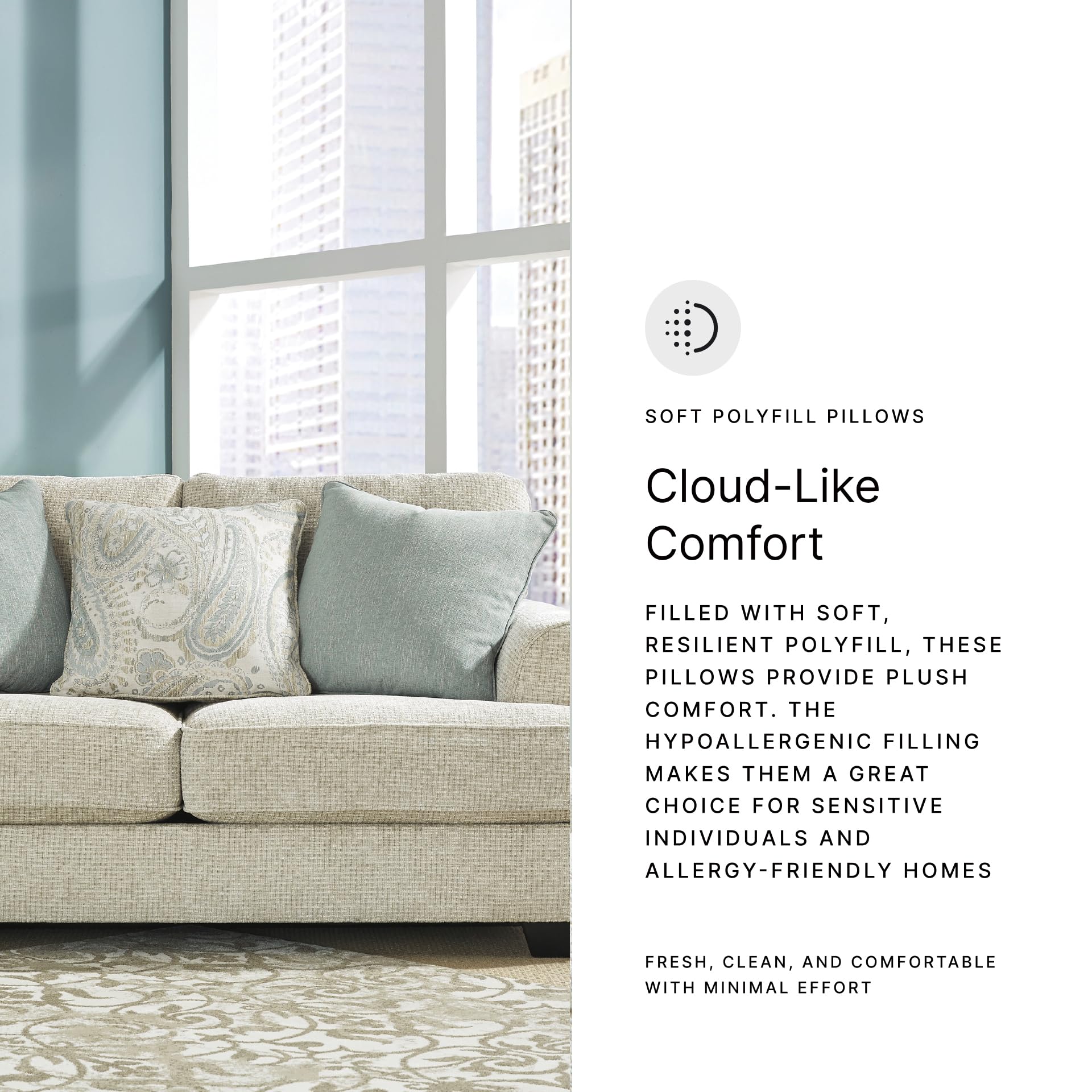 Chenille Loveseat with Rolled Arms, Reversible Cushions & Accent Pillows