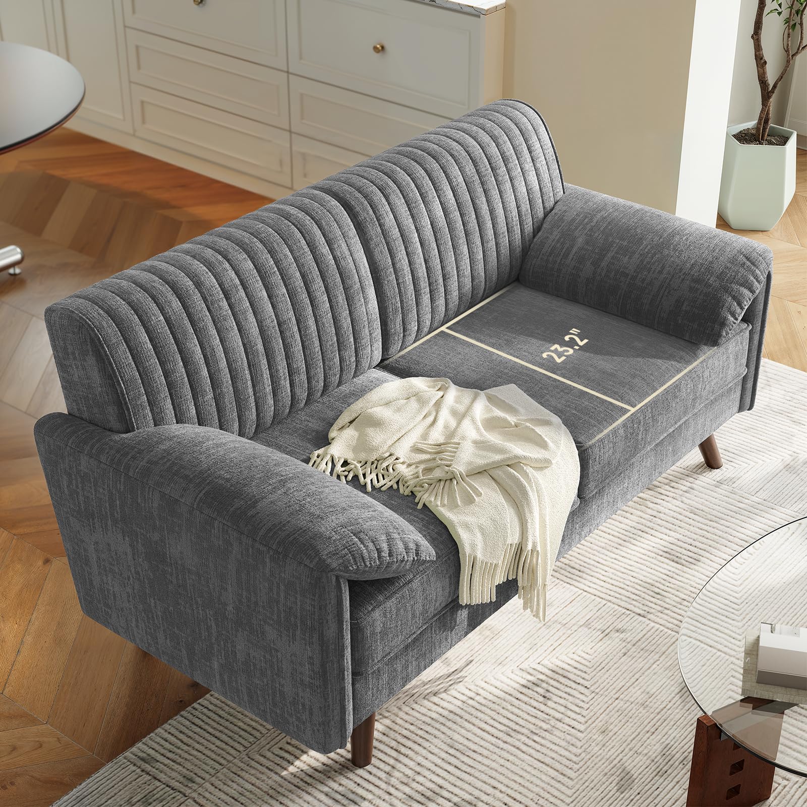 Chenille Loveseat Sofa with Padded Arms