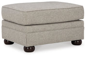 Signature Design by Ashley Gaelon Transitional Rectangular Upholstered Ottoman with Bun Legs, Light Brown